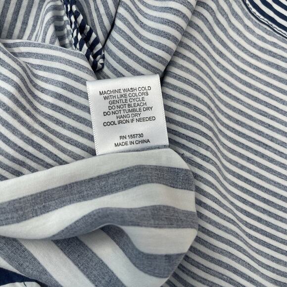 Jane & Delancey Shirt Top Womens Plus Size 1X Blue White Stripe Button Up Beach - Picture 9 of 9